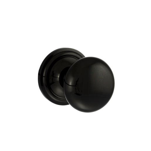 Old English Harrogate Solid Brass Mushroom Mortice Knob on Concealed Fix Rose Black Nickel