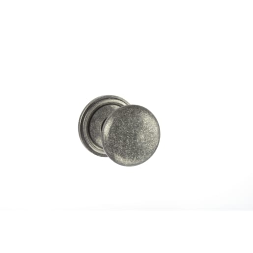 Old English Harrogate Solid Brass Mushroom Mortice Knob on Concealed Fix Rose Distressed Silver