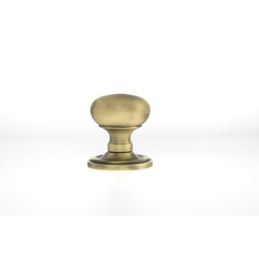 Old English Harrogate Solid Brass Mushroom Mortice Knob on Concealed Fix Rose Matt Antique Brass