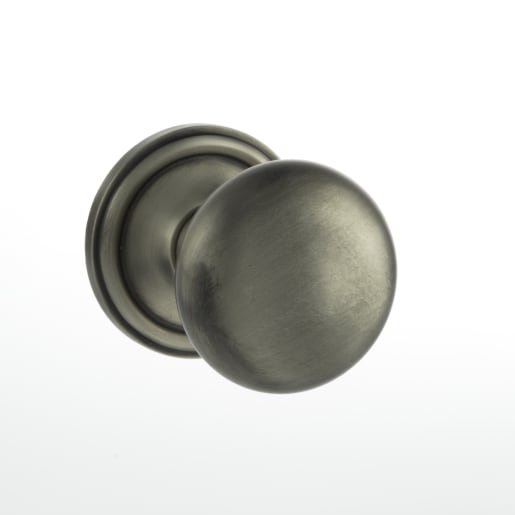 Old English Harrogate Solid Brass Mushroom Mortice Knob on Concealed Fix Rose Matt Gun Metal