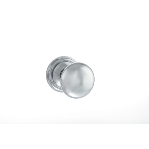 Old English Harrogate Solid Brass Mushroom Mortice Knob on Concealed Fix Rose Polished Chrome