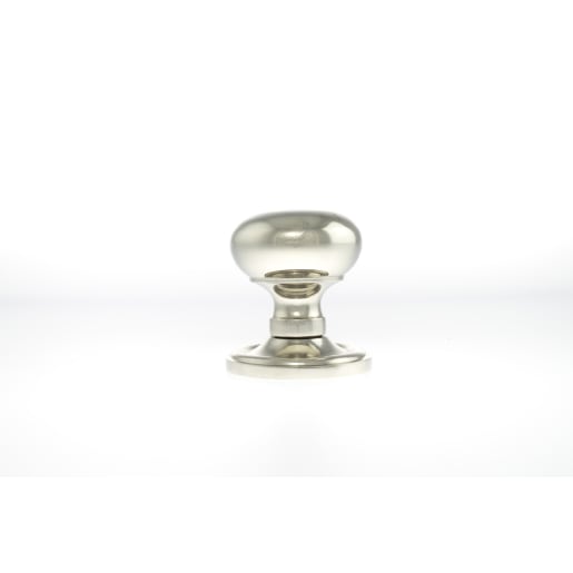 Old English Harrogate Solid Brass Mushroom Mortice Knob on Concealed Fix Rose Polished Nickel
