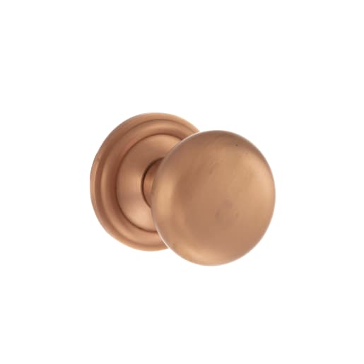 Old English Harrogate Solid Brass Mushroom Mortice Knob on Concealed Fix Rose Urban Satin Copper