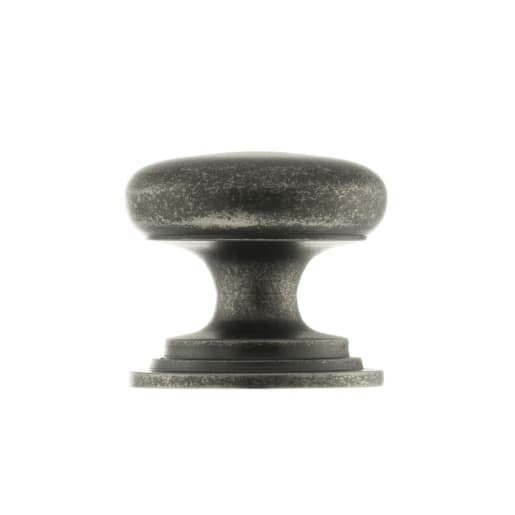 Old English Lincoln Solid Brass Victorian Cabinet Knob on Concealed Fix 38mm Distressed Silver