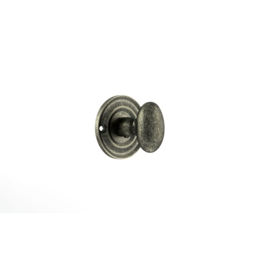 Old English Solid Brass Oval Turn & Release Distressed Silver