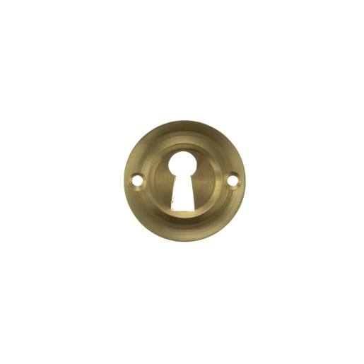Old English Solid Brass Open Key Hole Escutcheon Satin Brass