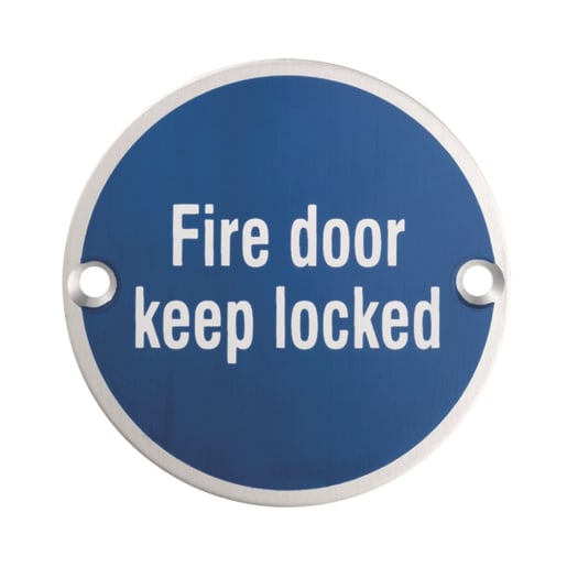 Eurospec Signage Fire Door - Keep Locked Satin Stainless Steel