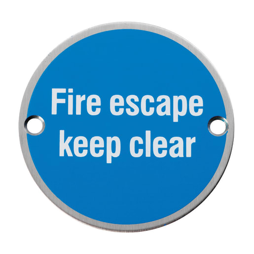 Eurospec Signage Fire Escape - Keep Clear Satin Stainless Steel