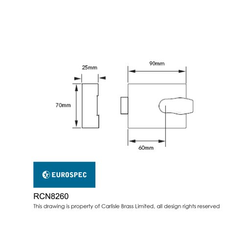 Eurospec Contract Rim Cylinder Nightlatch 60mm Polished Chrome