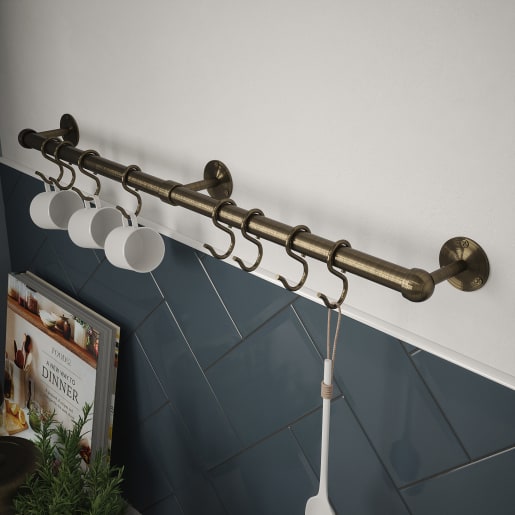 Utensil Rail 19mm x 600mm Antique Brass