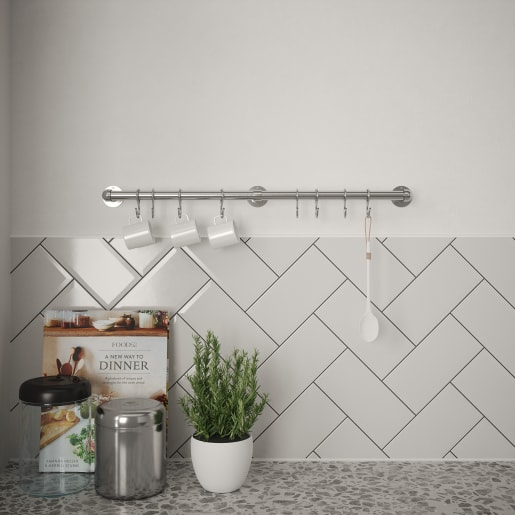 Utensil Rail 19mm x 600mm Brushed Stainless Steel