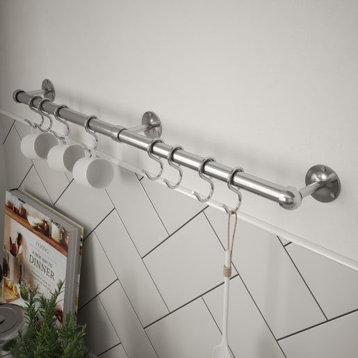 Utensil Rail 19mm x 600mm Brushed Stainless Steel