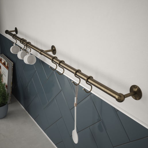 Utensil Rail 19 x 1000mm Antique Brass