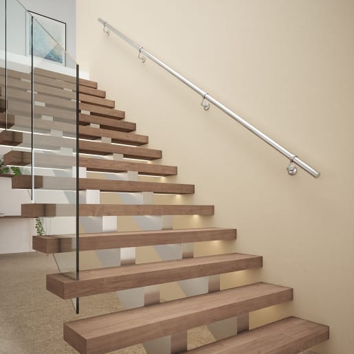 Rothley Brushed Stainless Steel Handrail Kit 3.6m