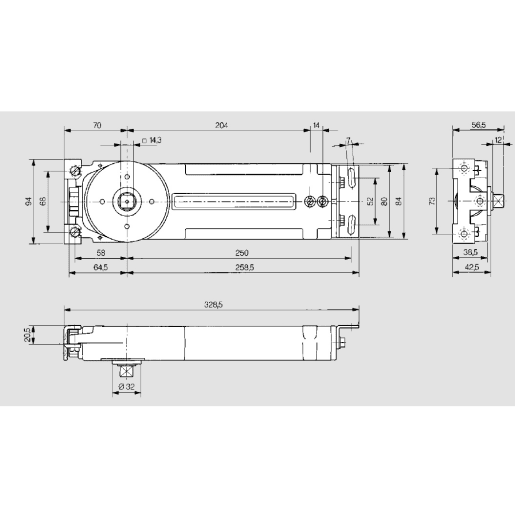 Dorma Size 3 Hold Open 90 Degree Transom Closer Silver