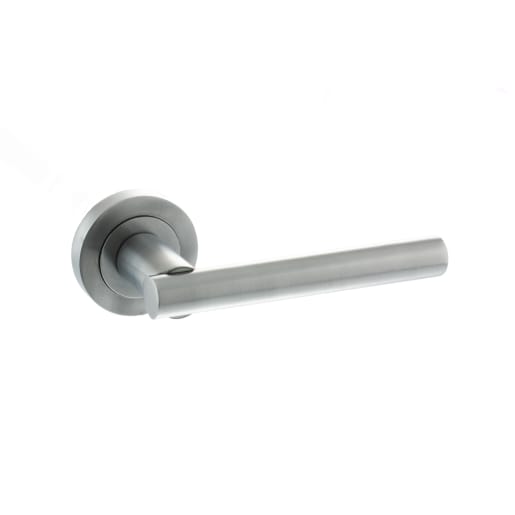 Status Nebraska Lever on Round Rose Satin Chrome