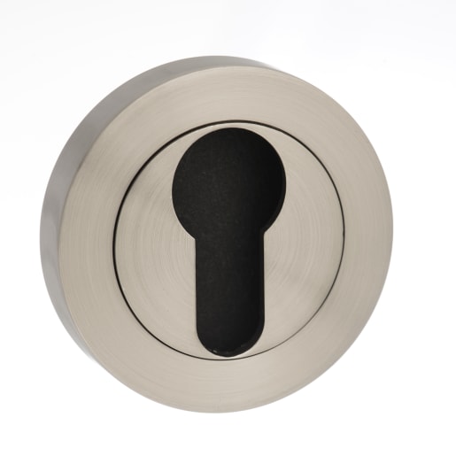 Status Euro Escutcheon on Round Rose Satin Nickel