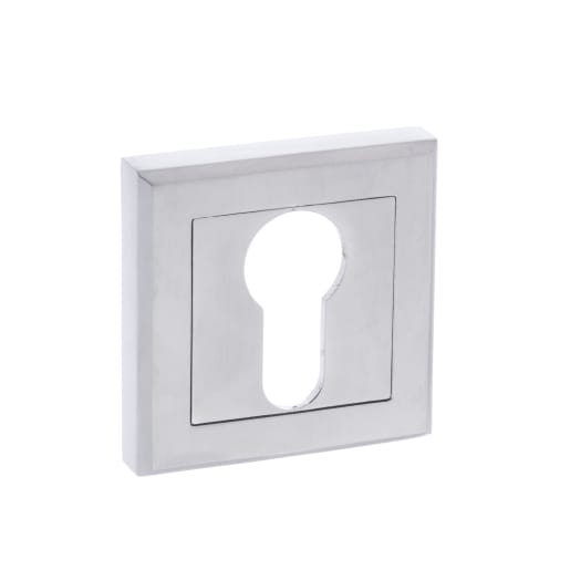Status Euro Escutcheon on Square Rose Satin Chrome