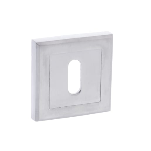 Status Key Escutcheon on Square Rose Satin Chrome