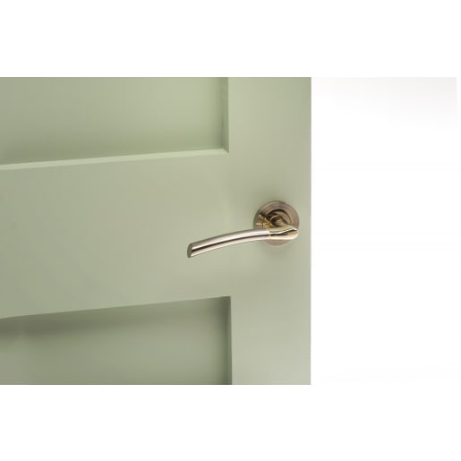 Status Indiana Lever on Round Rose Satin Nickel/Polished Brass