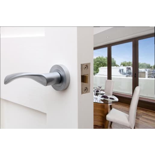 Status Colorado Lever on Round Rose Satin Chrome