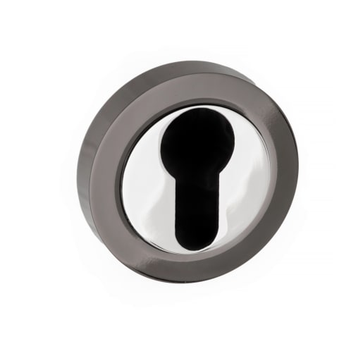 Status Euro Escutcheon on Round Rose Black Nickel/Polished Chrome
