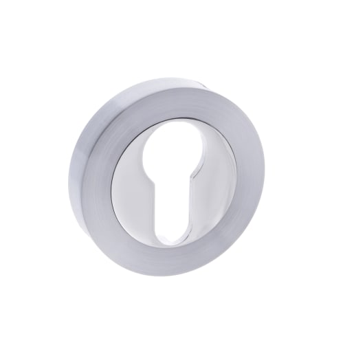 Status Euro Escutcheon on Round Rose Satin Chrome/Polished Chrome