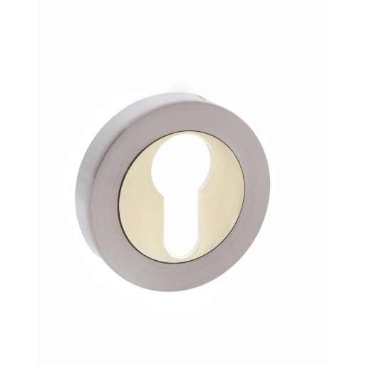 Status Euro Escutcheon on Round Rose Satin Nickel/Polished Brass