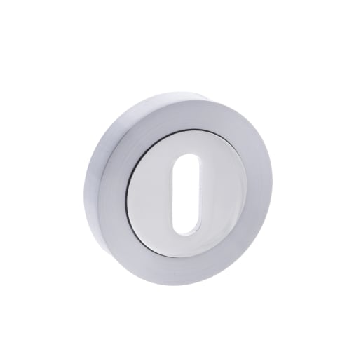 Status Key Escutcheon on Round Rose Satin Chrome/Polished Chrome