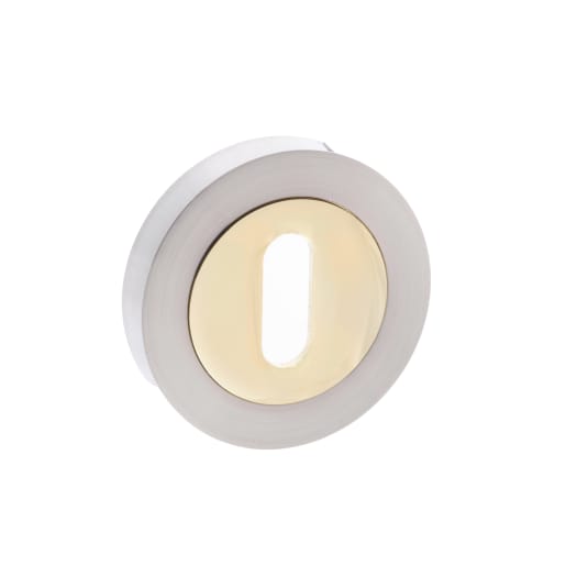 Status Key Escutcheon on Round Rose Satin Nickel/Polished Brass