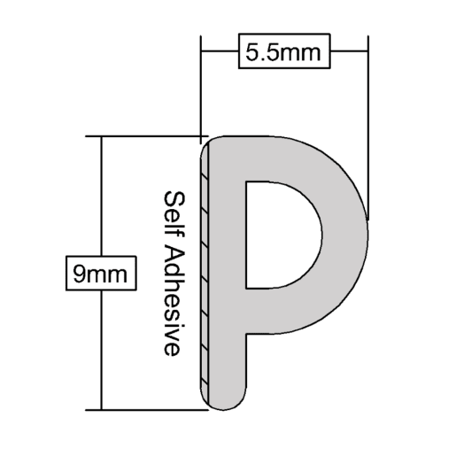 Stormguard EPDM 'P' Profile Draught Excluder Strip Brown 10m