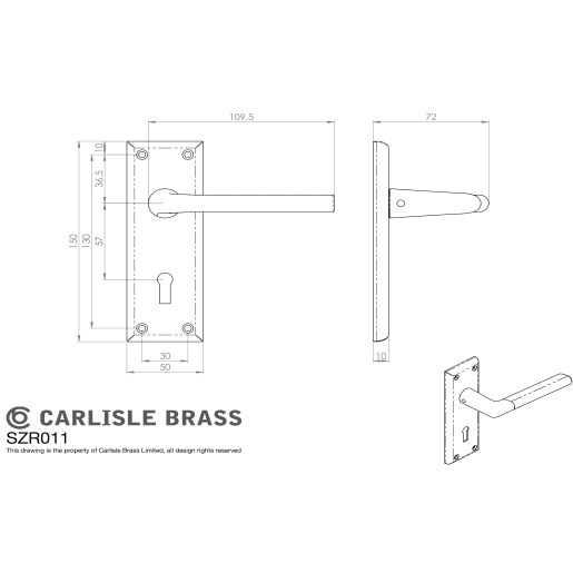 Serozzetta Dieci Lever on Lock Backplate Satin Nickel