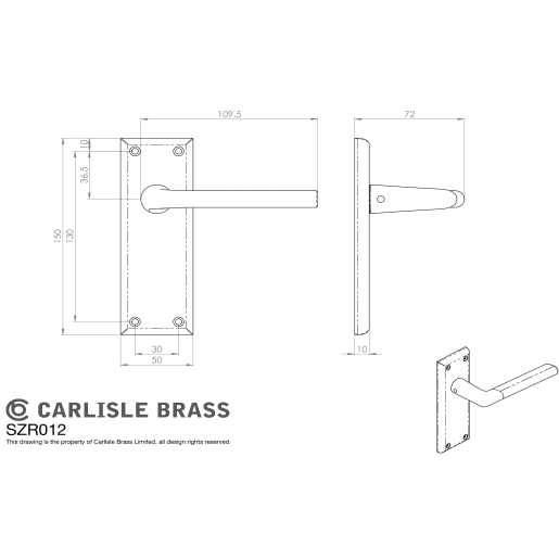 Serozzetta Dieci Lever on Latch Backplate Satin Nickel
