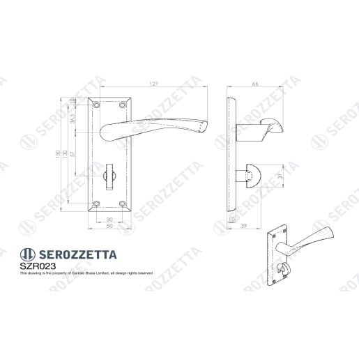 Serozzetta Venti Lever on Bathroom Backplate Satin Nickel 