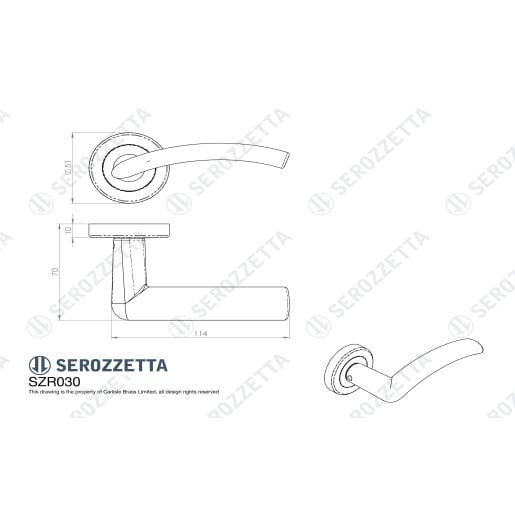 Serozzetta Trenta Lever on Rose Satin Nickel