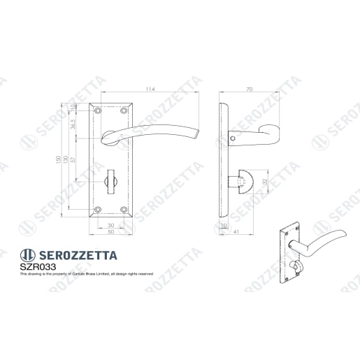 Serozzetta Trenta Lever on Bathroom Backplate Satin Nickel