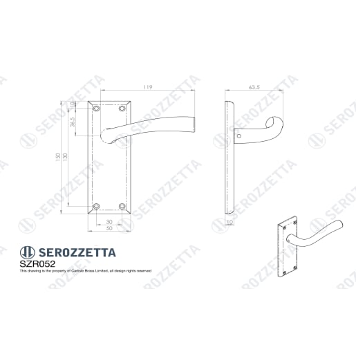 Serozzetta Cinquanta Lever on Latch Backplate Satin Nickel