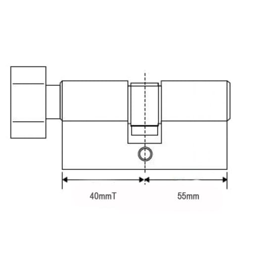 UAP Trade Euro 5-Pin Cylinder & Thumb Turn 40T/55 Lacquered Nickel 95mm