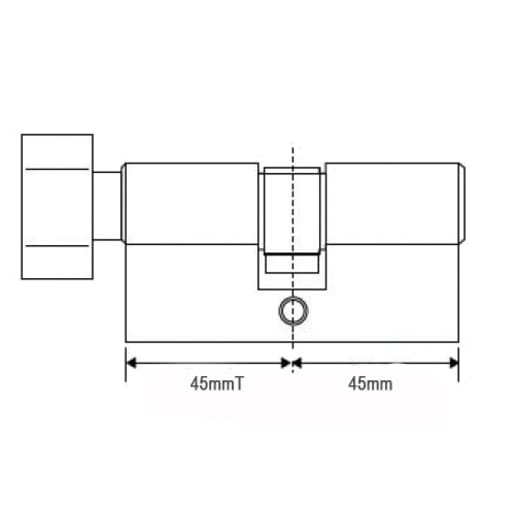 UAP Trade Euro 5-Pin Cylinder & Thumb Turn 45T/45 90mm PB. TL45T/45B