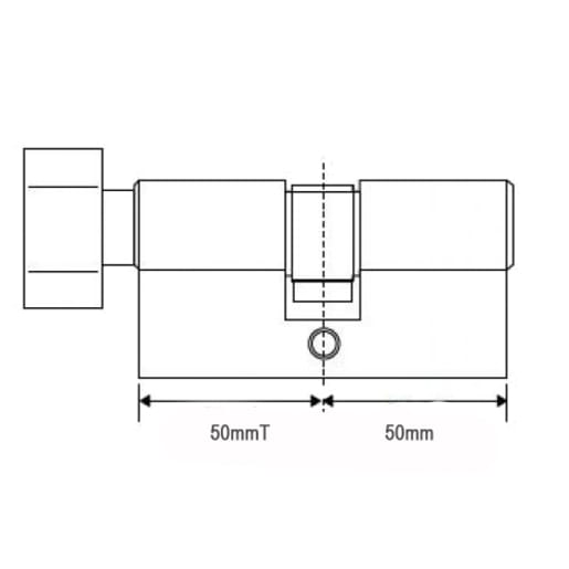 UAP Trade Euro 5-Pin Cylinder & Thumb Turn 50T/50 100mm PB. TL50T/50B