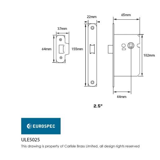Eurospec Upright Economy Latch Radiused 63mm Nickel Plated