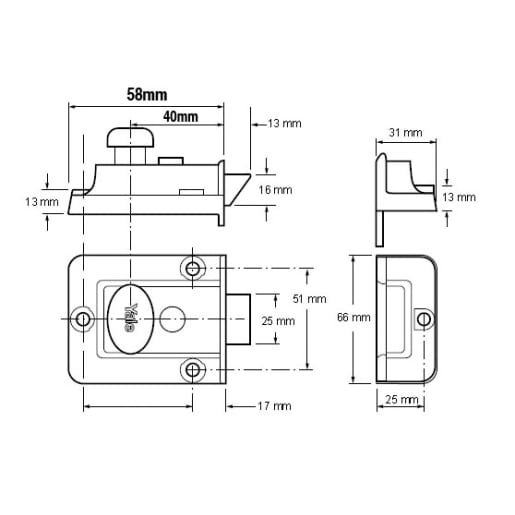 Yale Traditional Nightlatch 40mm Backset