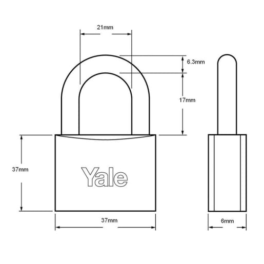 Yale Commercial Padlock 17 x 40 x 6mm Zinc Plated