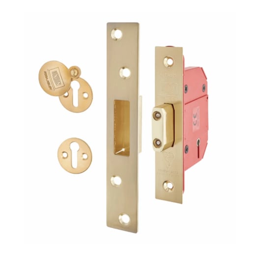 Union 2100 BS StrongBOLT 5 Lever Deadlock 68mm Satin Brass