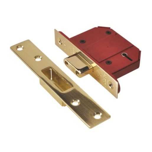 Union 2100-BS StrongBOLT 5 Lever Deadlock 81mm Satin Brass