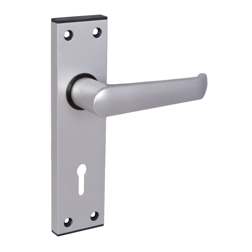 Union Ambassador Lever Lock on Backplate 152 x 38 x 43mm Anodised Silver