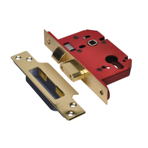 Union 22EU StrongBOLT Euro Profile Sashlock 68mm Polished Brass 