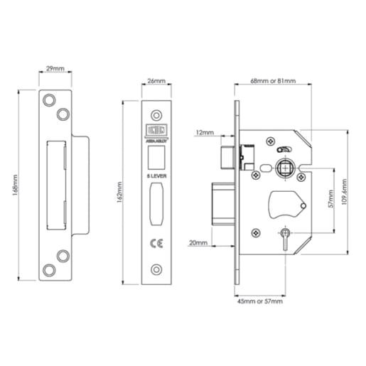 Union StrongBOLT 5 Lever Mortice Sashlock 68mm Polished Brass