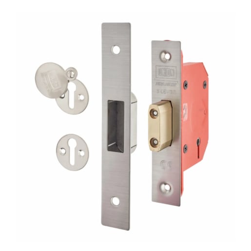 Union 2105 StrongBOLT 5 Lever Mortice Deadlock 68mm Stainless Steel