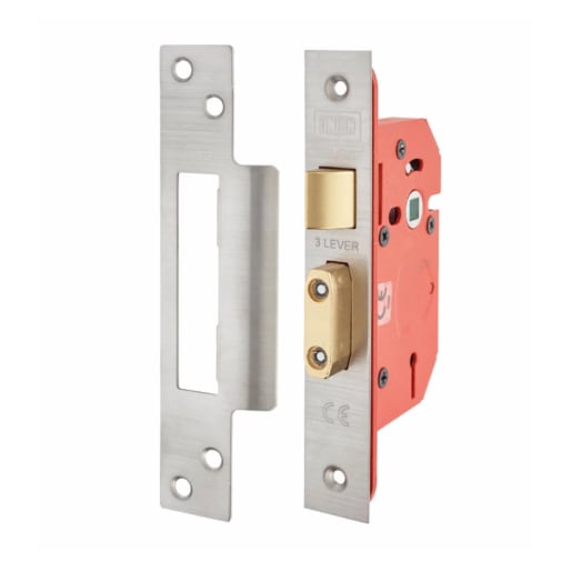 Union CE StrongBOLT 3 Lever Mortice Sashlock 81mm Stainless Steel